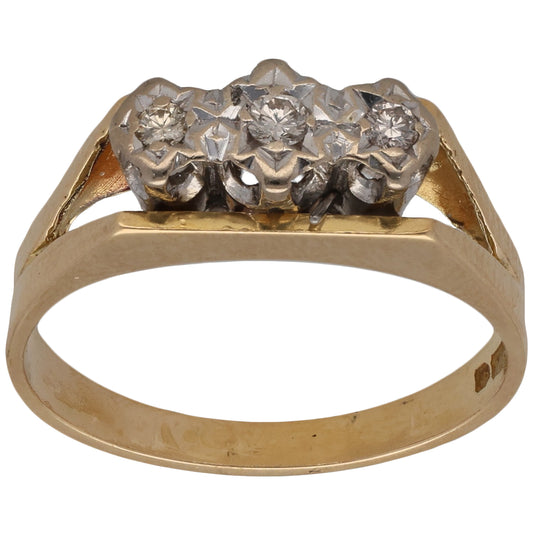 18ct Gold 0.09ct Diamond Trilogy Ring Size O