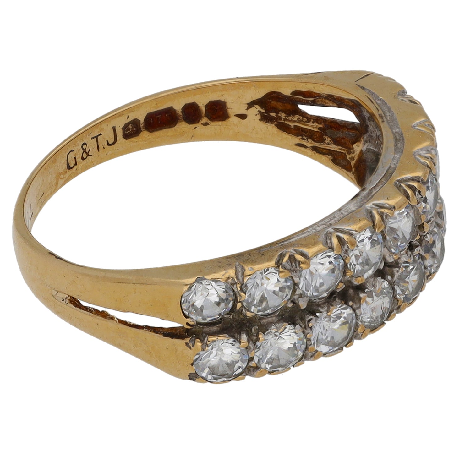 9ct Gold Cubic Zirconia Dress/Cocktail Ring Size N