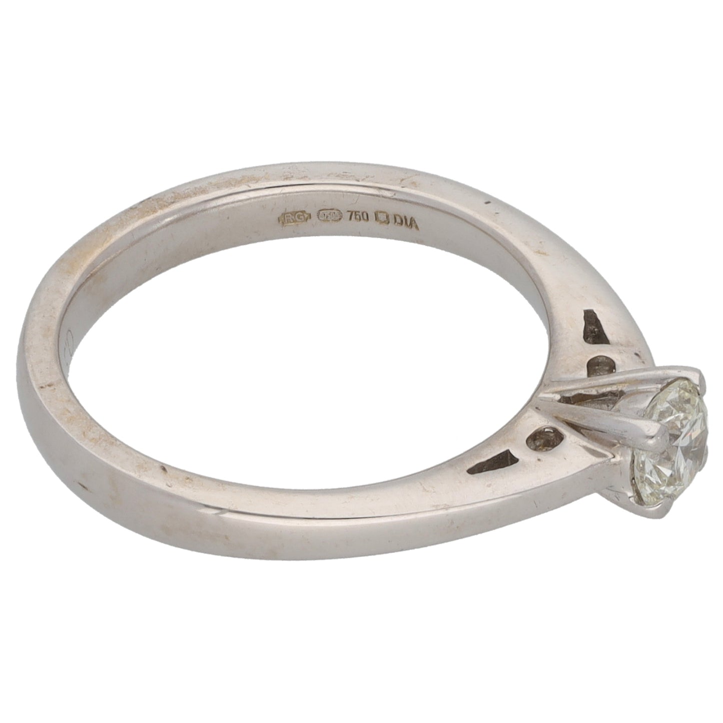 18ct White Gold 0.37ct Diamond Solitaire Ring Size L