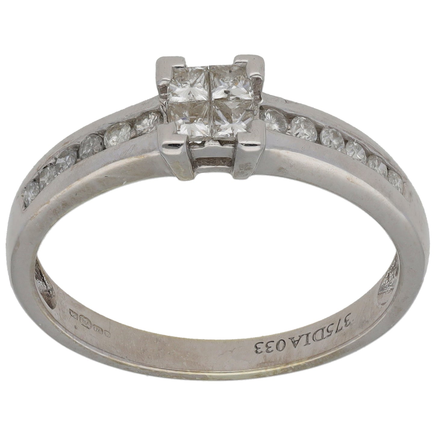 9ct White Gold 0.33ct Diamond Dress/Cocktail Ring Size O