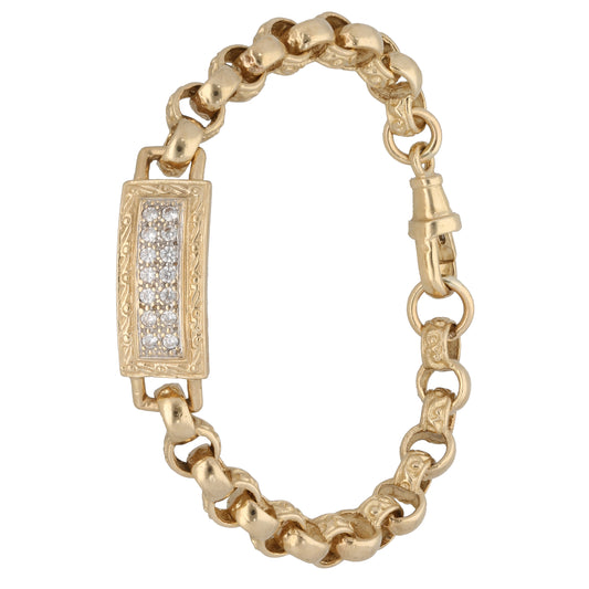 9ct Gold Cubic Zirconia ID Bracelet