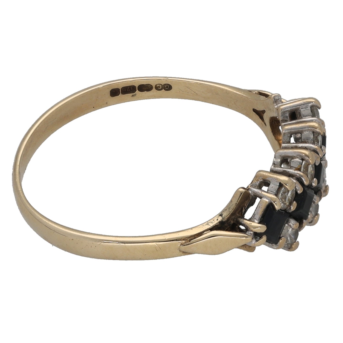 9ct Gold Sapphire & Cubic Zirconia Dress/Cocktail Ring Size Q