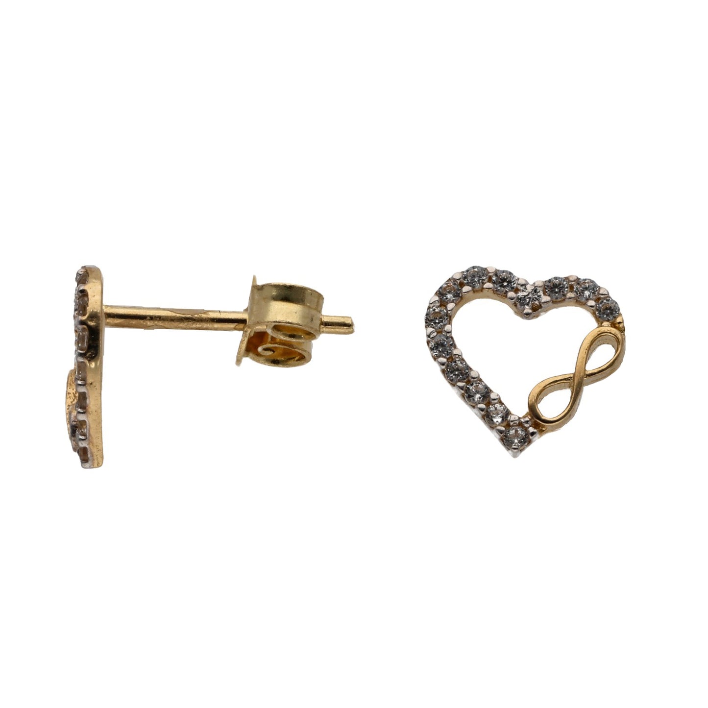 New 14ct Gold Cubic Zirconia Heart Stud Earrings