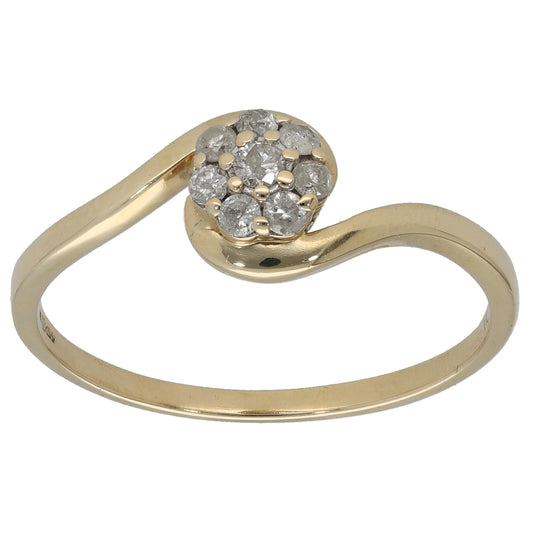 9ct Gold 0.02ct Diamond Cluster Ring Size V