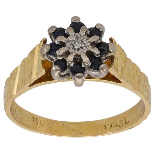 18ct Gold Sapphire & 0.01ct Diamond Dress/Cocktail Ring Size Q