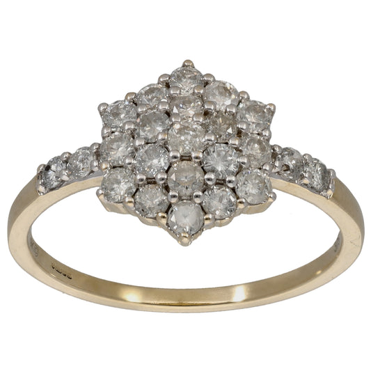 9ct Gold 0.69ct Diamond Cluster Ring Size N