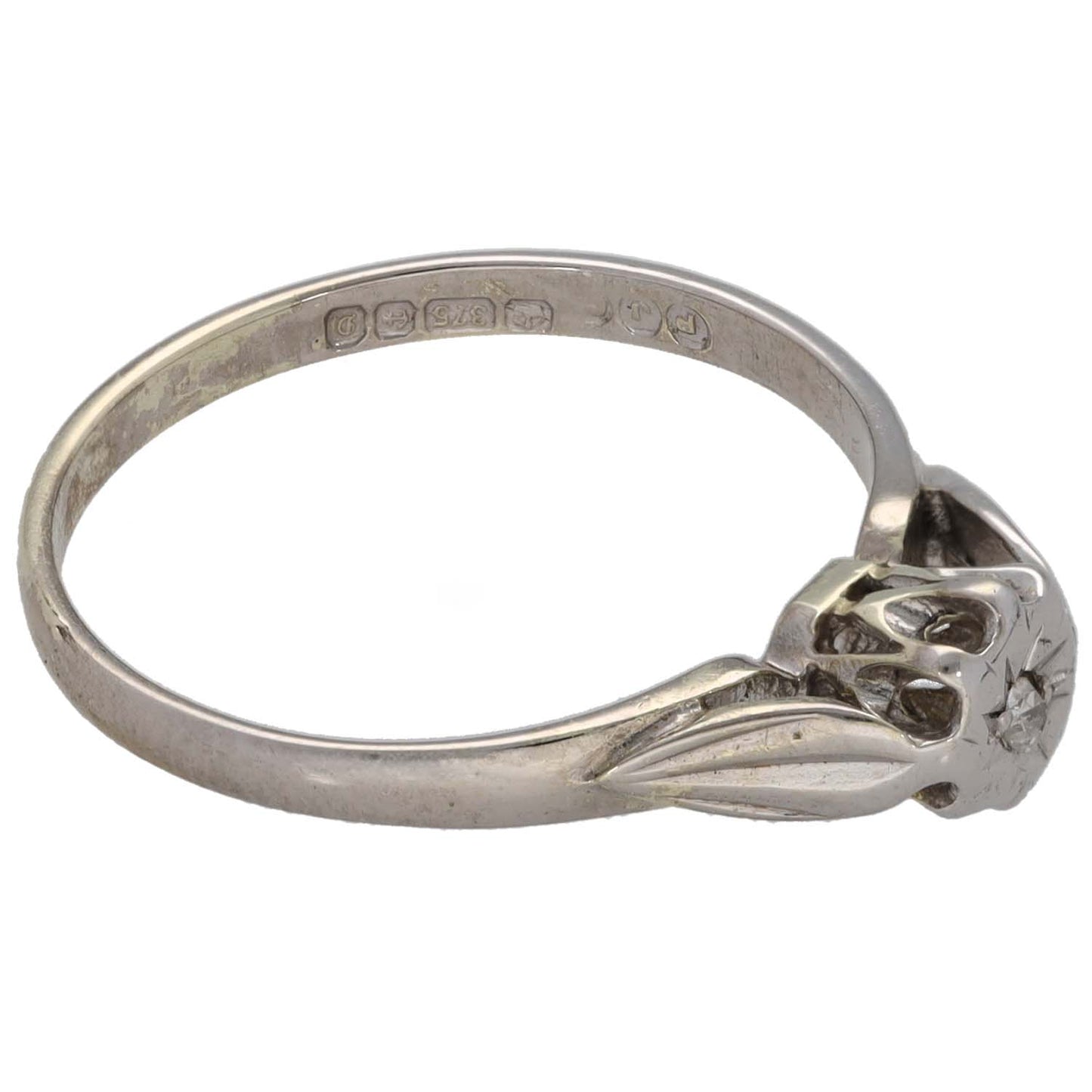9ct Gold 0.03ct Diamond Solitaire Ring Size L