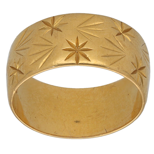22ct Gold Patterned Wedding Ring Size M