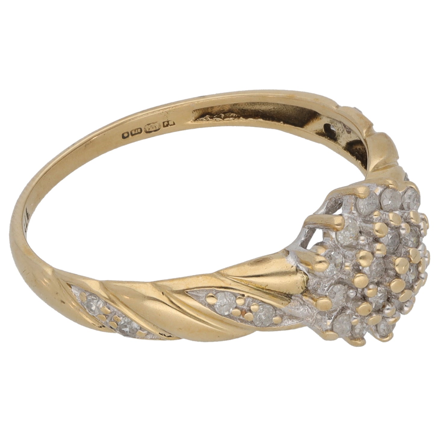 9ct Gold 0.23ct Diamond Cluster Ring Size O