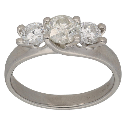 Platinum 1.10ct Diamond Trilogy Ring Size K