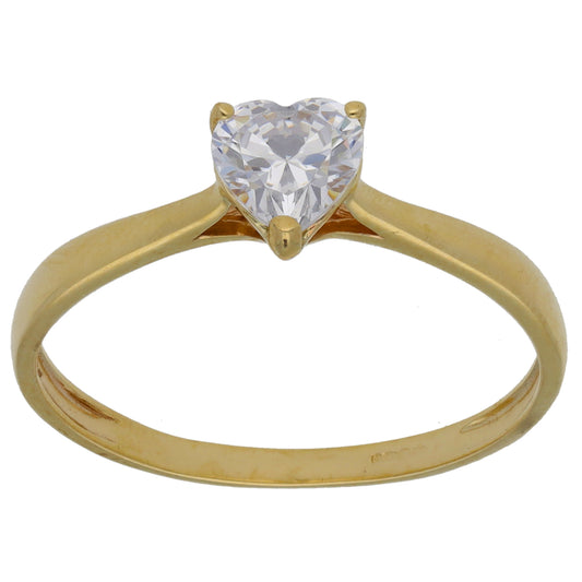 9ct Gold Cubic Zirconia Single Stone Ring Size V