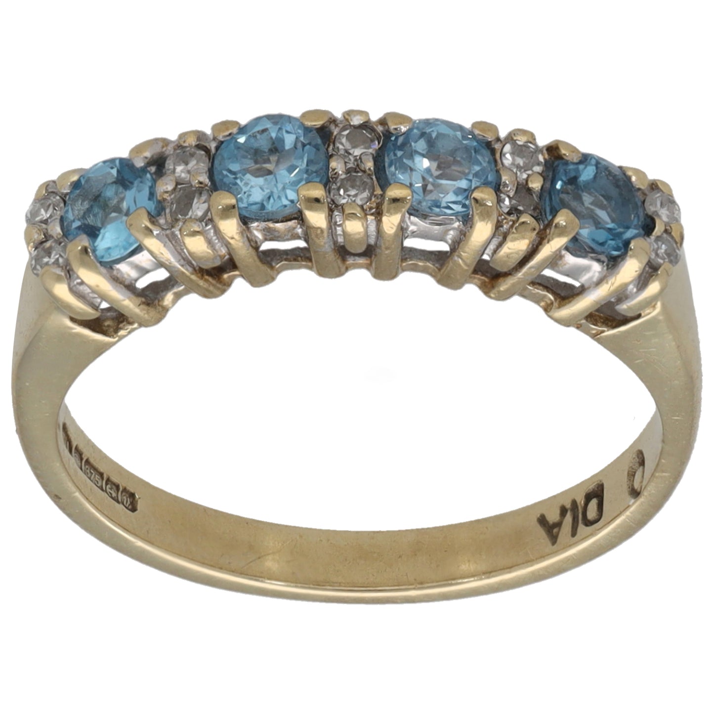 9ct Gold Topaz & 0.05ct Diamond Half Eternity Ring Size L