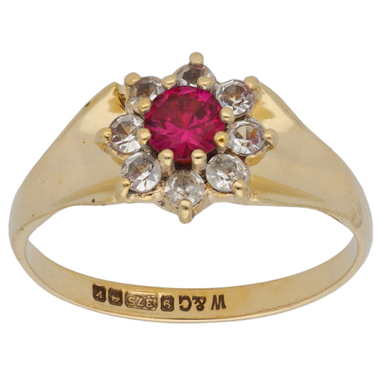 9ct Gold Imitation Gems Cluster Ring Size O
