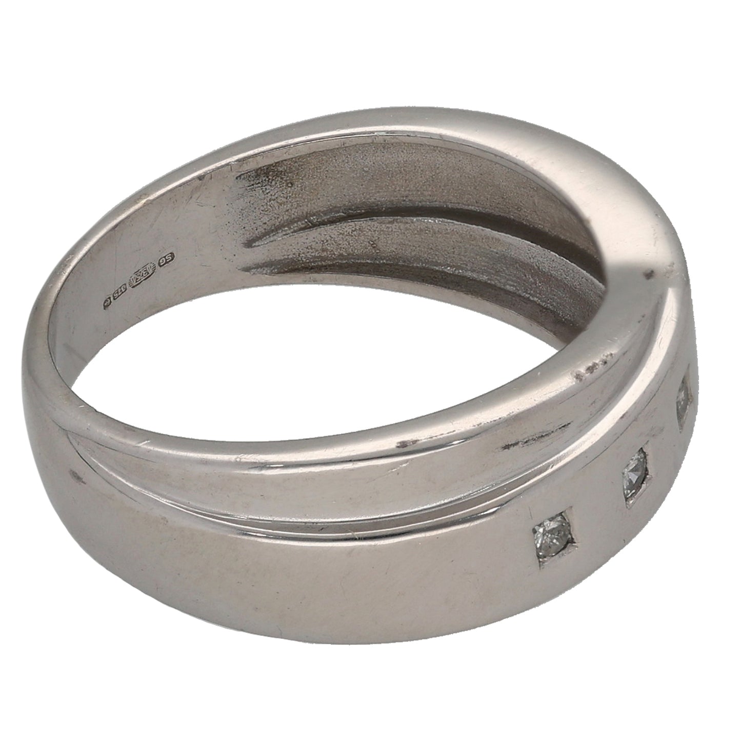 9ct White Gold 0.05ct Diamond Half Eternity Ring Size M