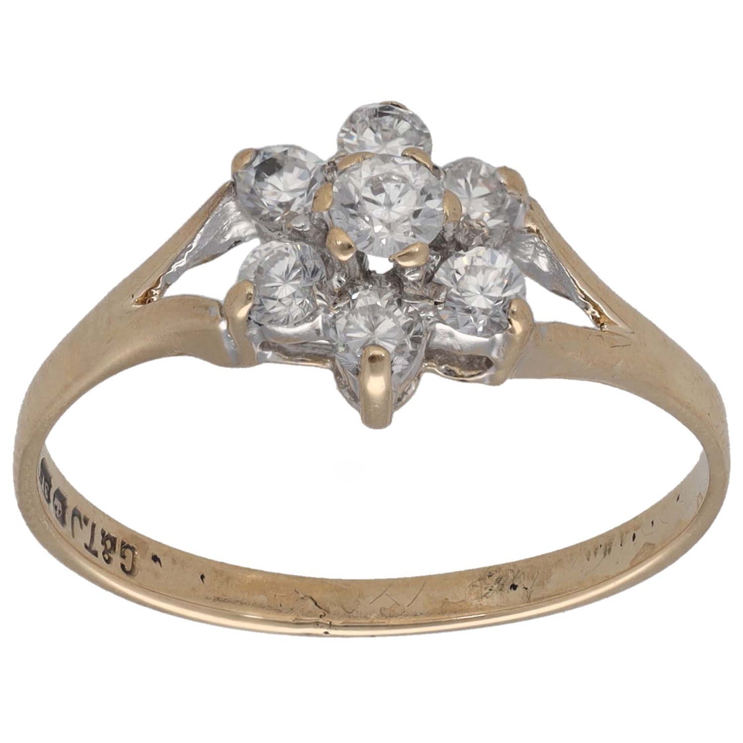 9ct Gold Cubic Zirconia Cluster Ring Size P