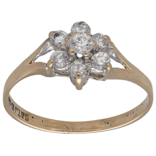 9ct Gold Cubic Zirconia Cluster Ring Size P