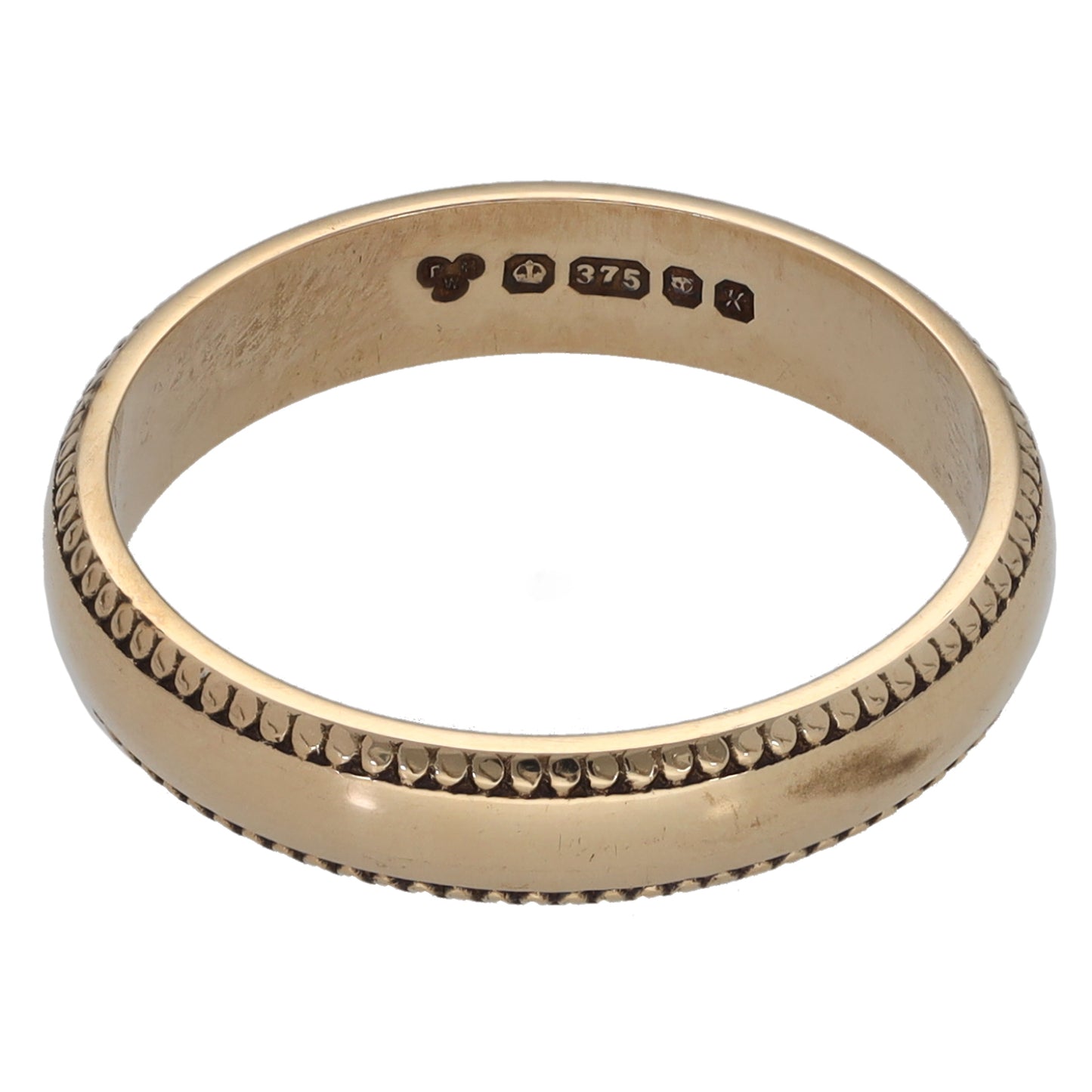 9ct Gold Patterned Wedding Ring Size L