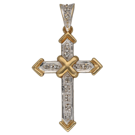 9ct Gold 0.065ct Diamond Cross Pendant
