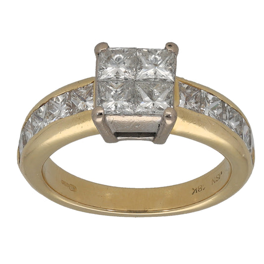 18ct Gold 1.72ct Diamond Dress/Cocktail Ring Size K