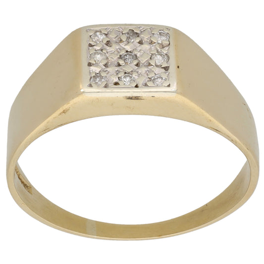 9ct Gold 0.045ct Diamond Signet Ring Size U