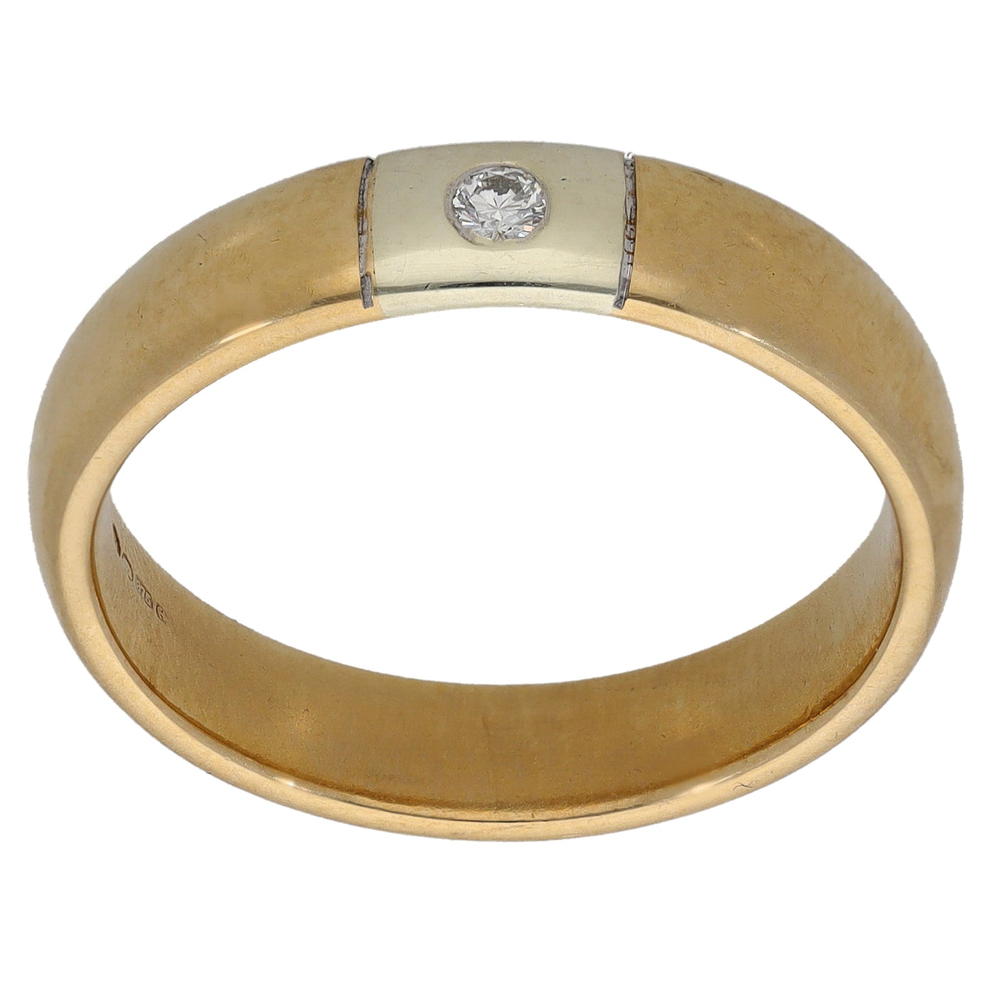 9ct Bicolour Gold 0.07ct Diamond Single Stone Wedding Ring Size T