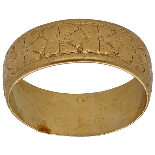 22ct Gold Patterned Wedding Ring Size S