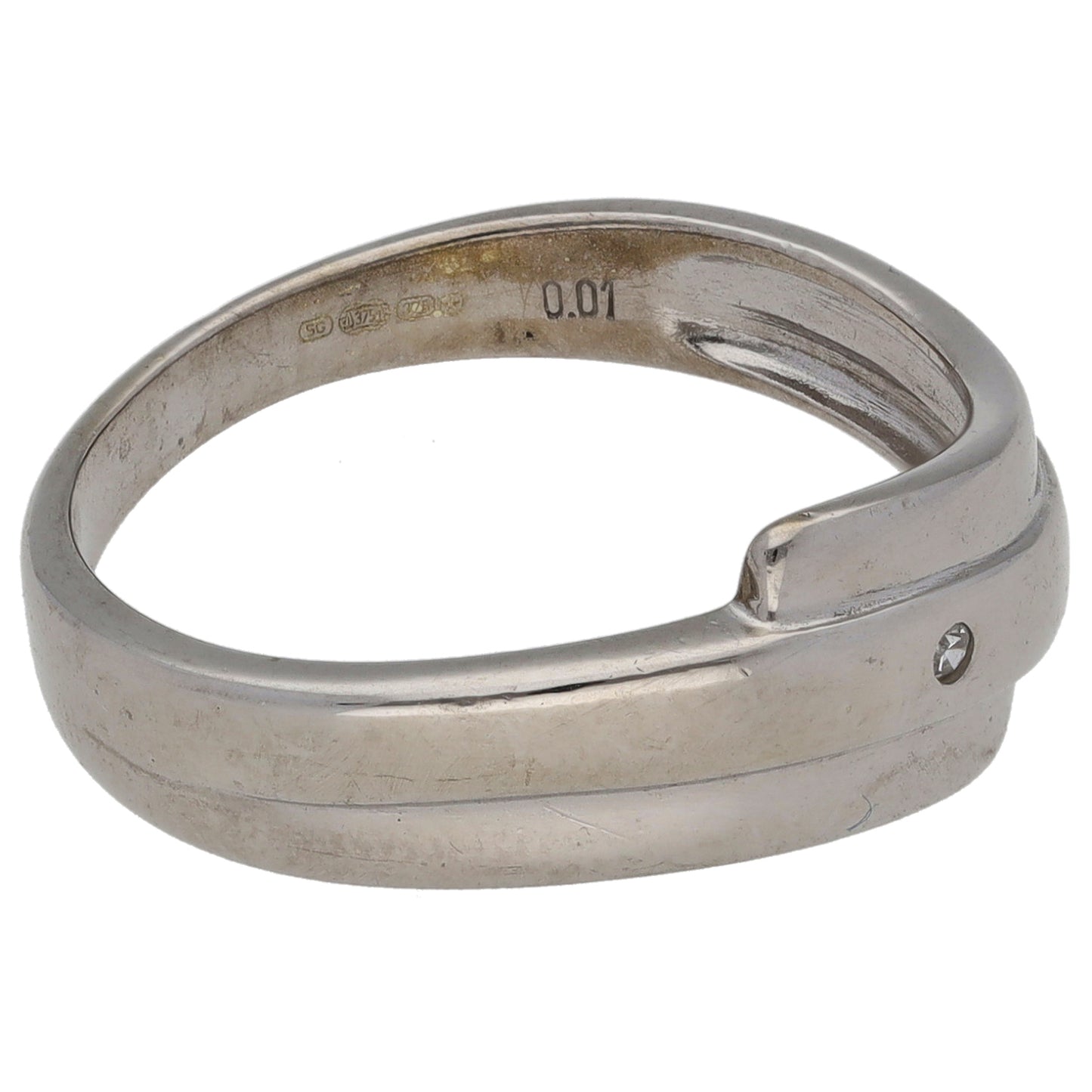 9ct White Gold 0.01ct Diamond Alternative Ring Size P