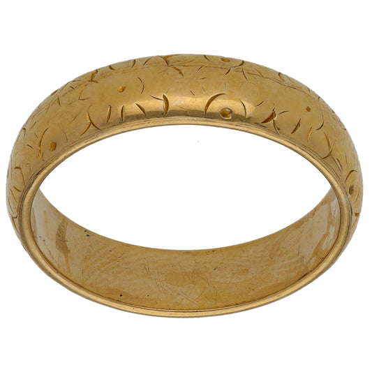 9ct Gold Patterned Wedding Ring Size P