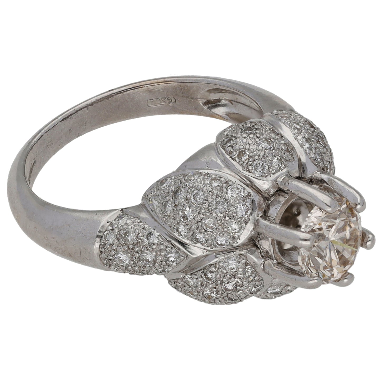 18ct White Gold 1.55ct Diamond Dress/Cocktail Ring Size O