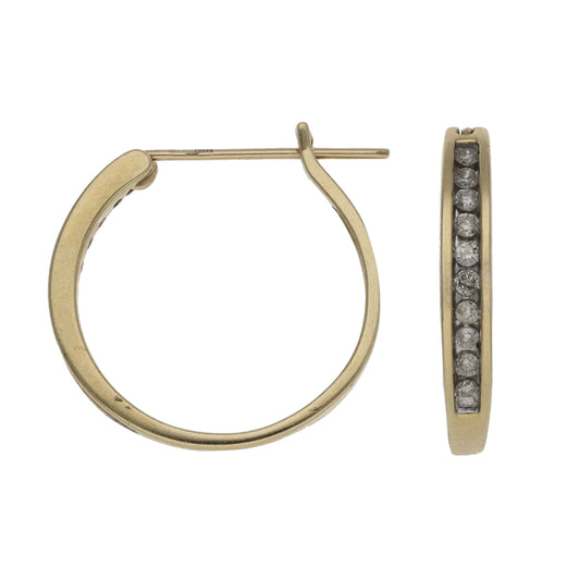 9ct Gold 0.20ct Diamond Hoop Earrings