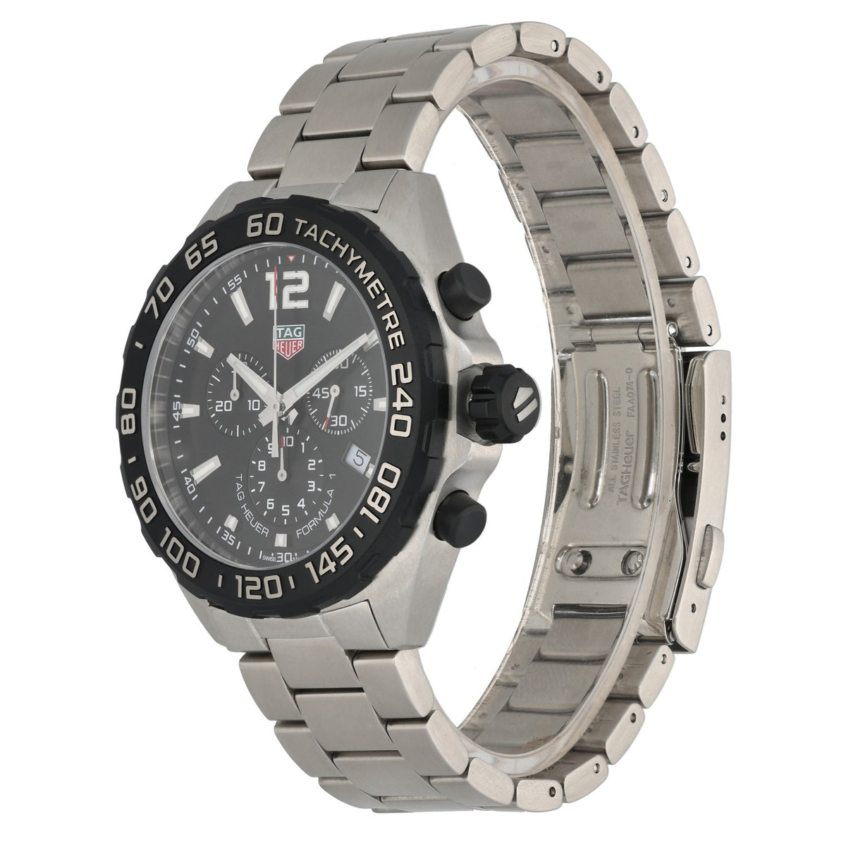 Tag Heuer Formula 1 CAZ1010, 43mm stainless steel case and link bracelet, front angle