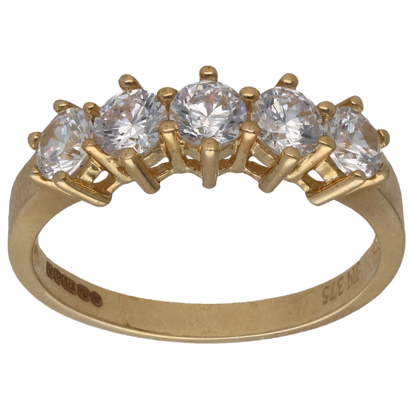 9ct Gold Cubic Zirconia Half Eternity Ring Size Q