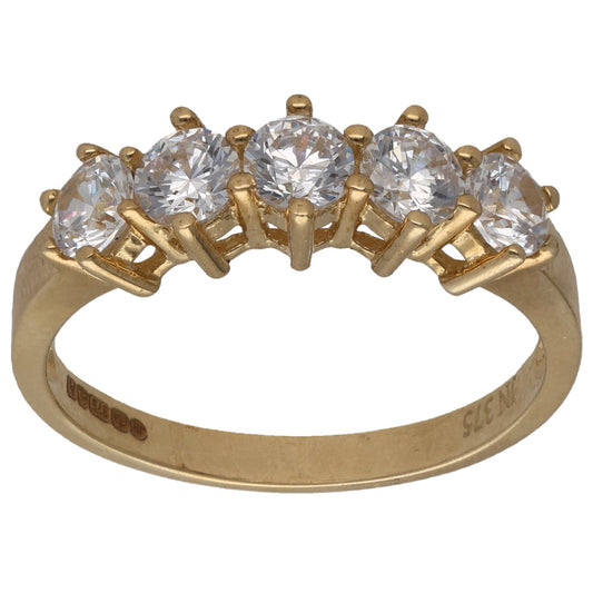 9ct Gold Cubic Zirconia Half Eternity Ring Size Q