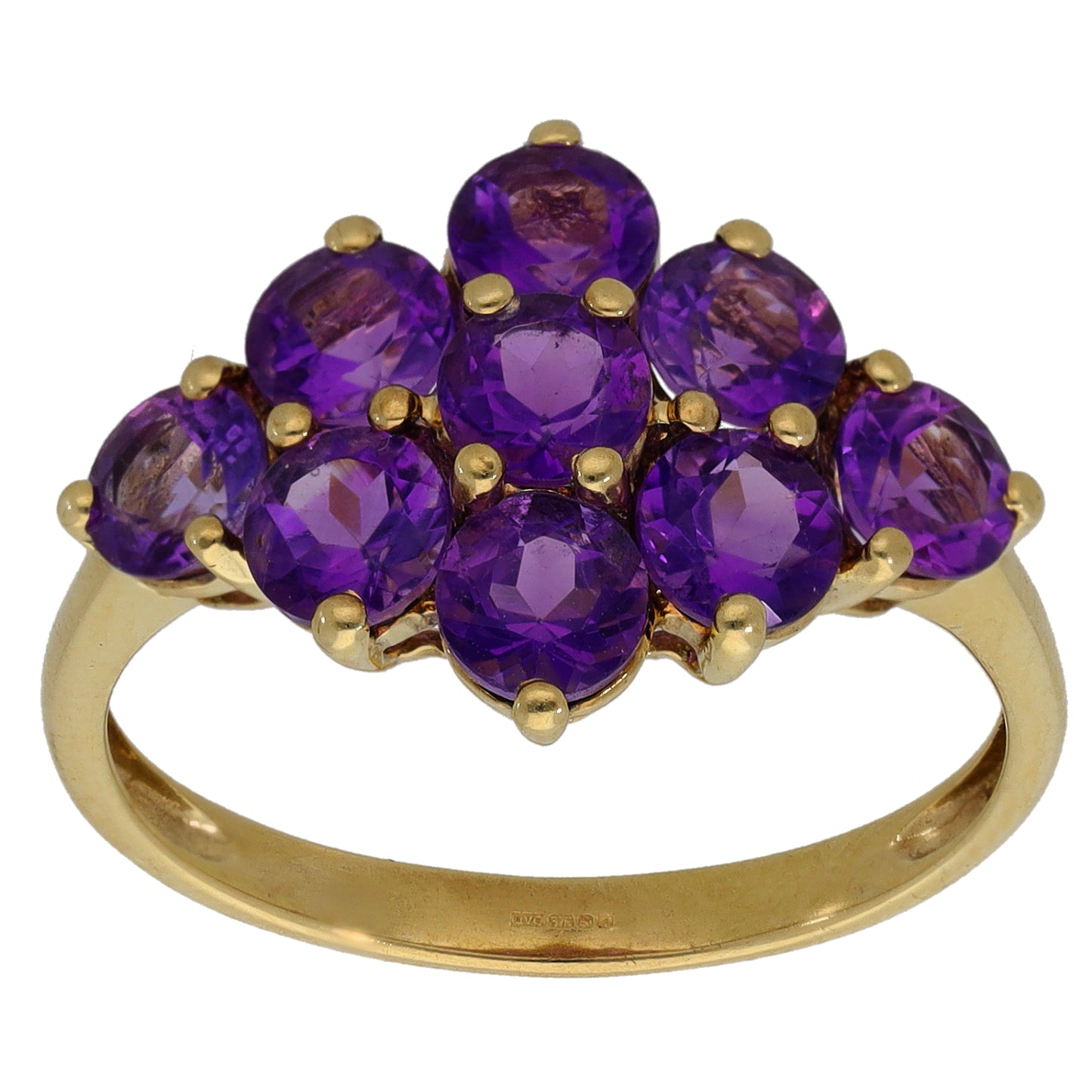 9ct Gold Amethyst Dress/Cocktail Ring Size T