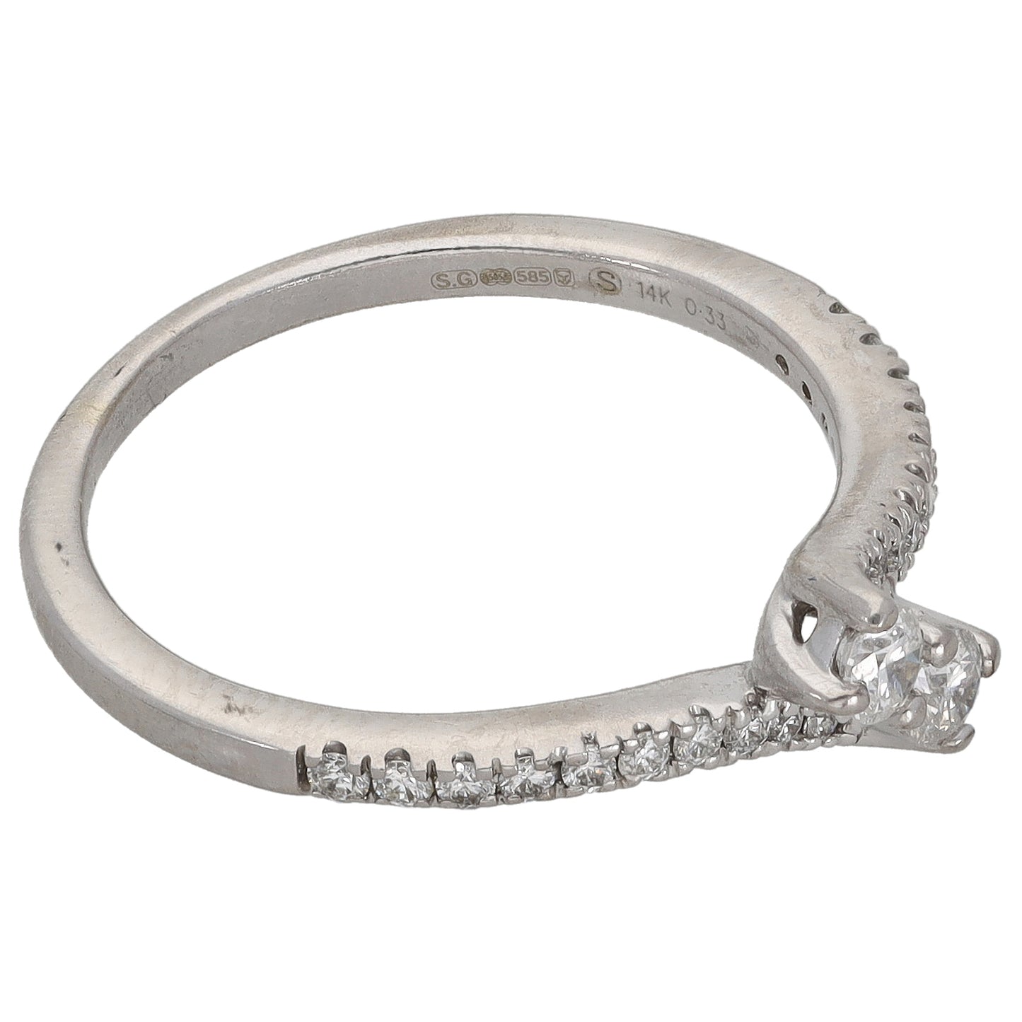 14ct White Gold 0.28ct Diamond Dress/Cocktail Ring Size O