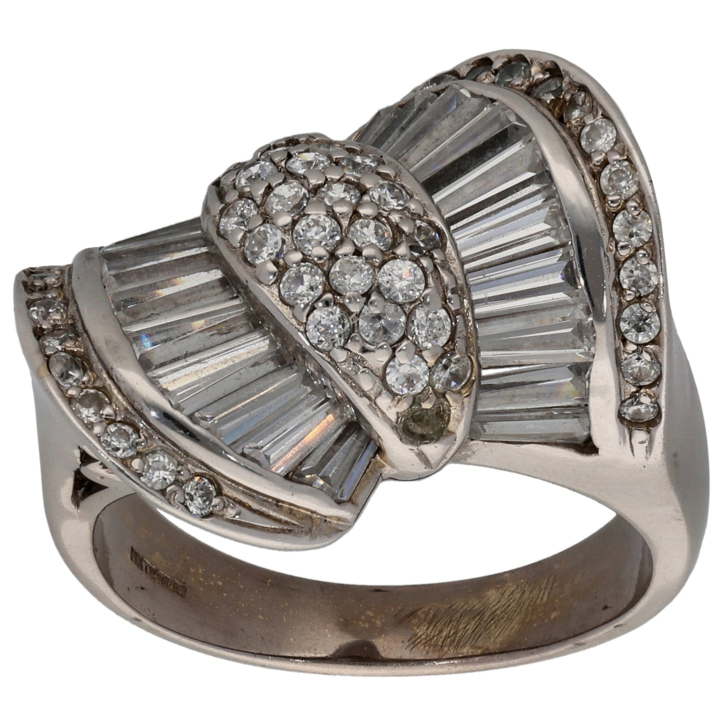 18ct White Gold Cubic Zirconia Dress/Cocktail Ring Size N