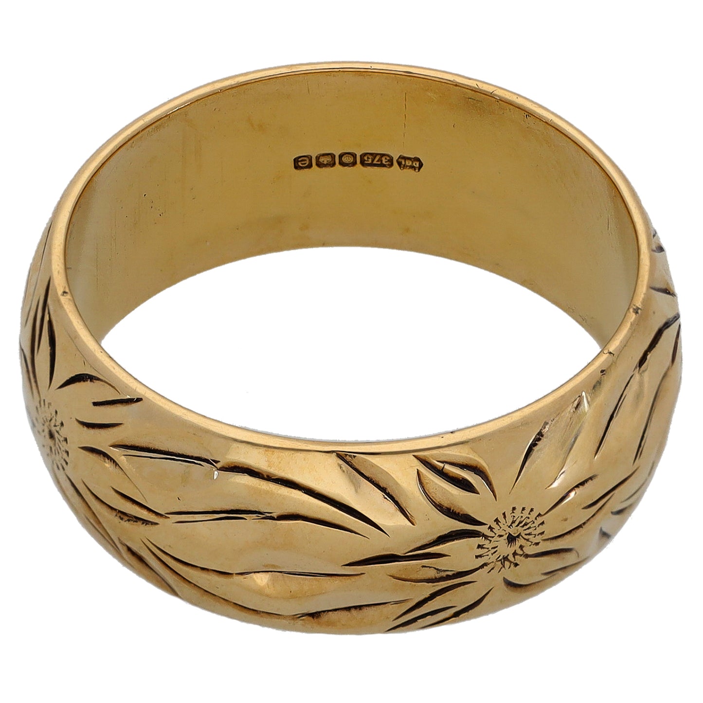 9ct Gold Patterned Wedding Ring Size S