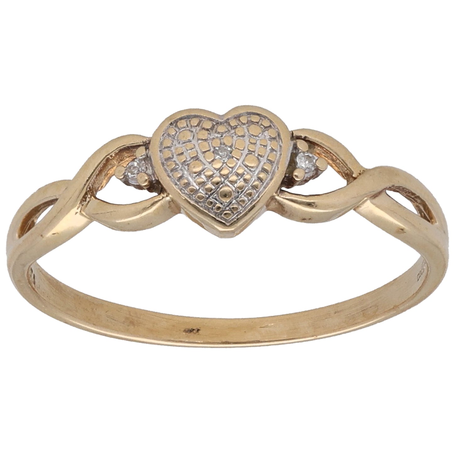 9ct Gold 0.015ct Diamond Alternative Ring Size Q