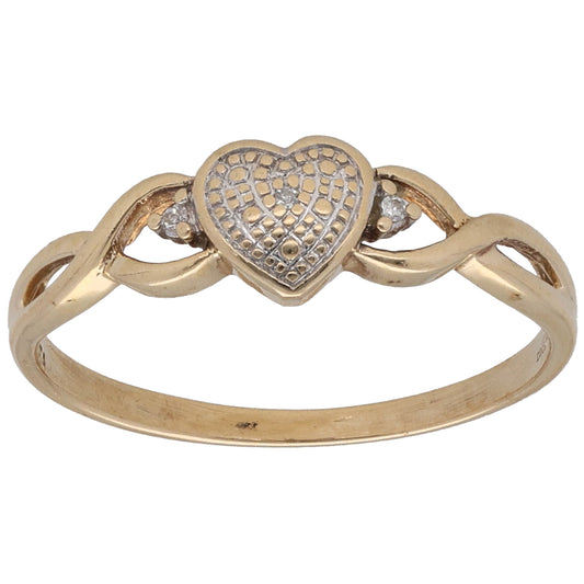 9ct Gold 0.015ct Diamond Alternative Ring Size Q