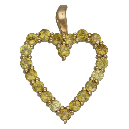 9ct Gold Yellow Sapphire Heart Pendant