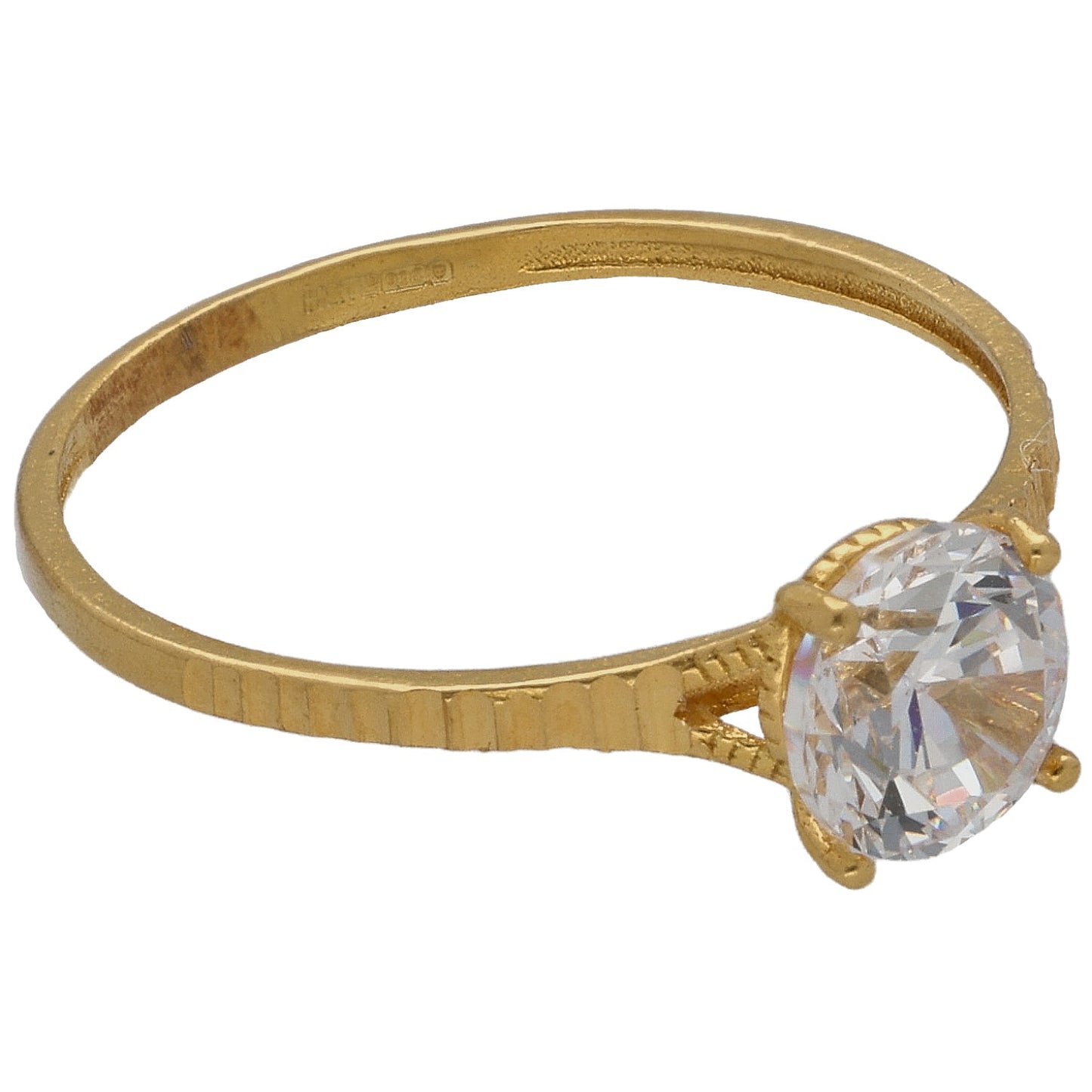 22ct Gold Cubic Zirconia Single Stone Ring Size M