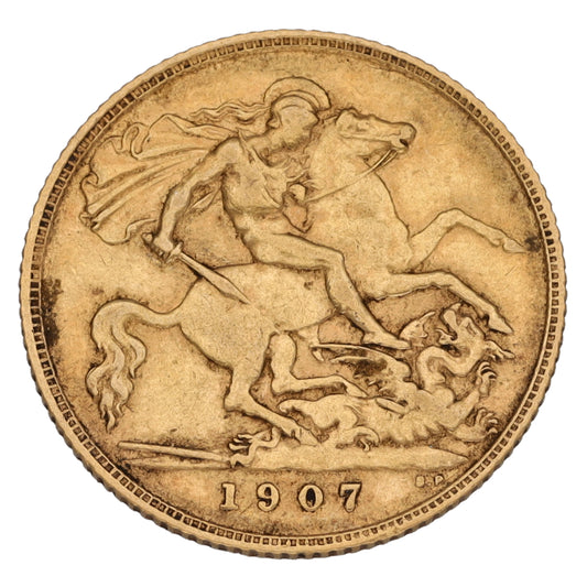 22ct Gold King Edward VII Half Sovereign Coin 1907