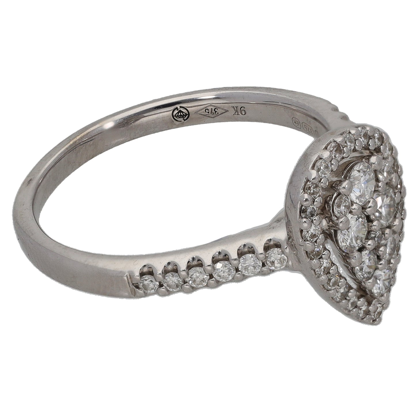 9ct White Gold 0.44ct Diamond Cluster Ring Size K