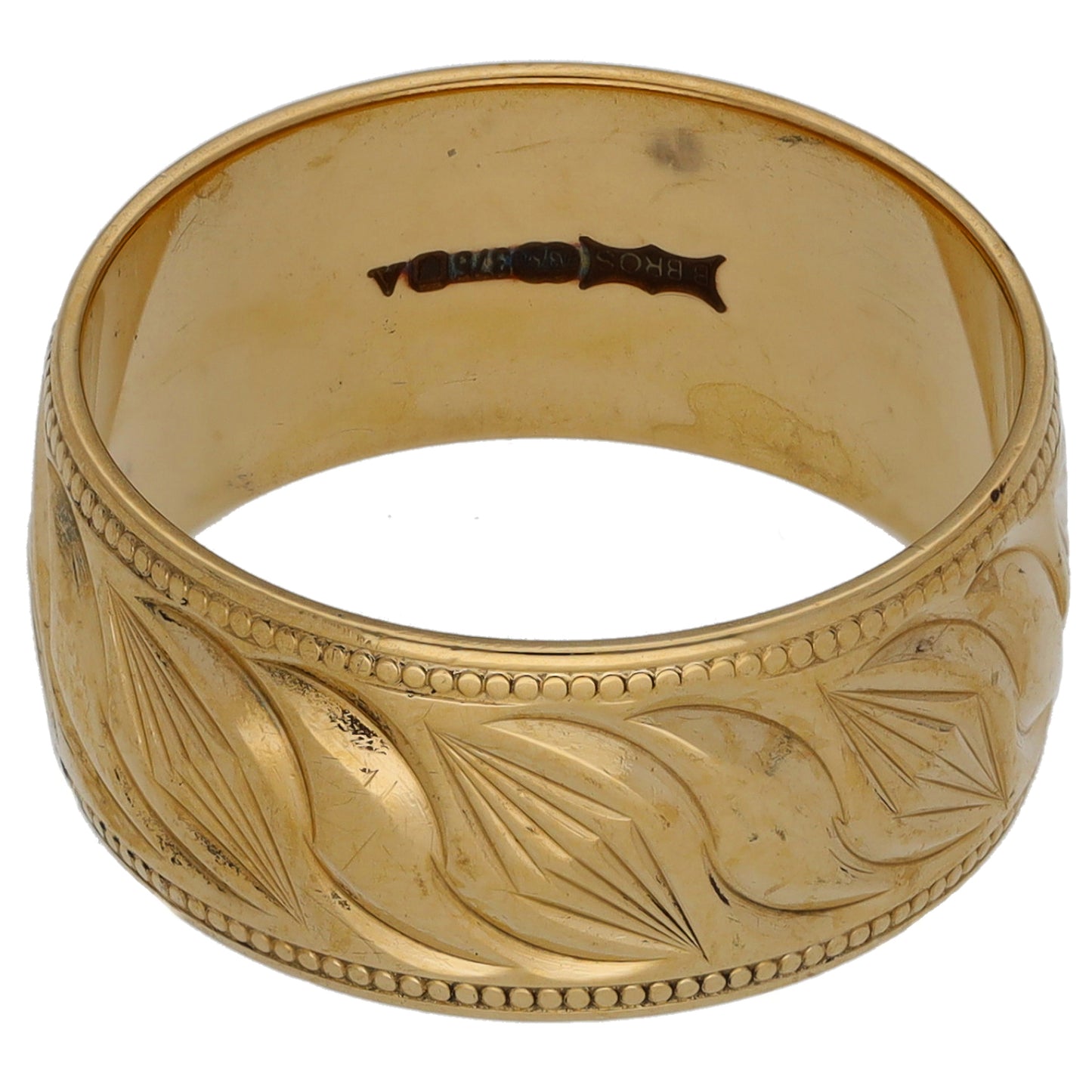 9ct Gold Patterned Wedding Ring Size N