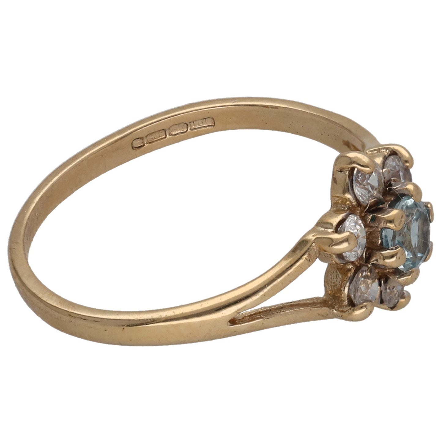 9ct Gold Topaz & Cubic Zirconia Cluster Ring Size M