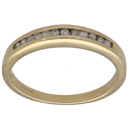 9ct Gold 0.12ct Diamond Half Eternity Ring Size M