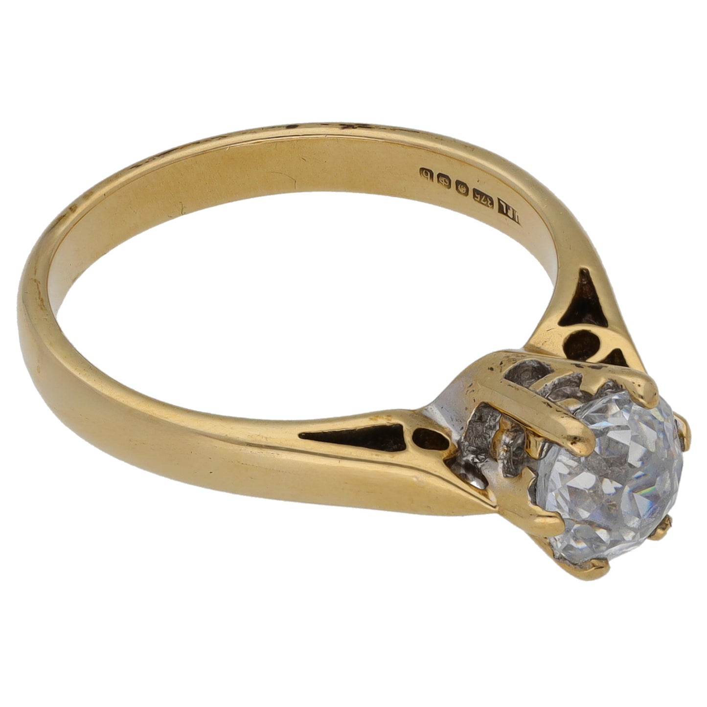 9ct Gold Cubic Zirconia Single Stone Ring Size N