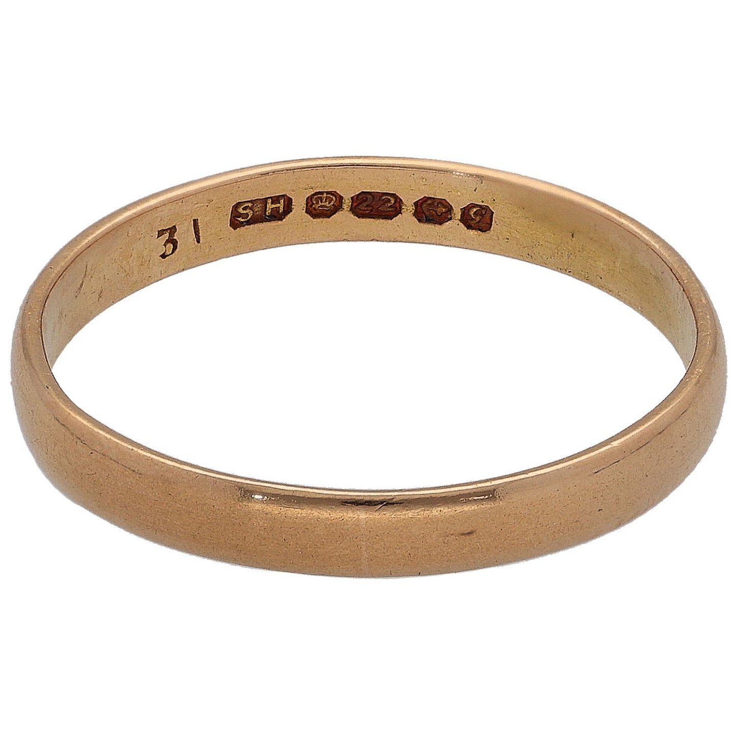 22ct Gold Plain Wedding Ring Size N