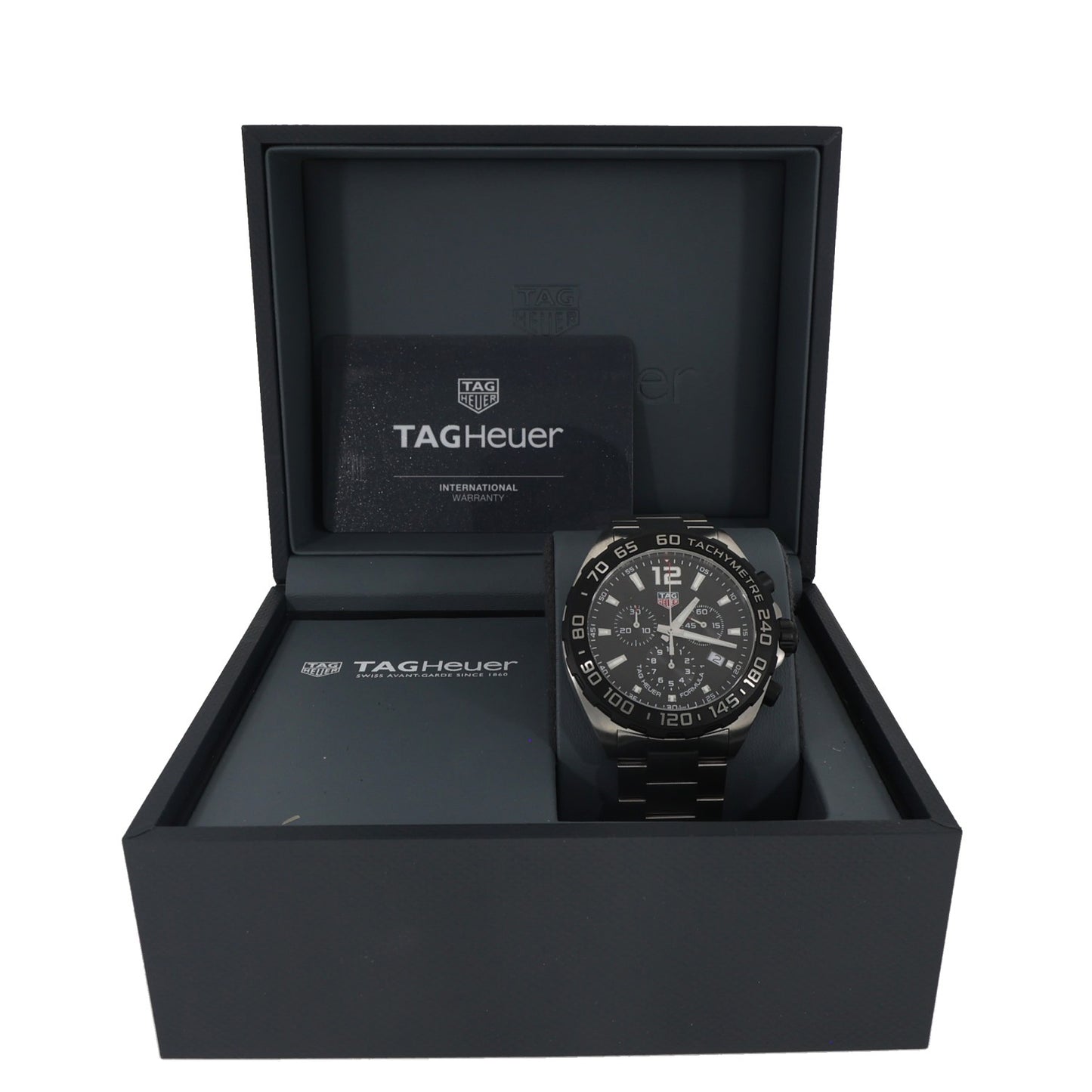 Tag Heuer Formula 1 CAZ1010, black dial, subdials and bezel in a stainless steel case and bracelet, in manufacturer box.
