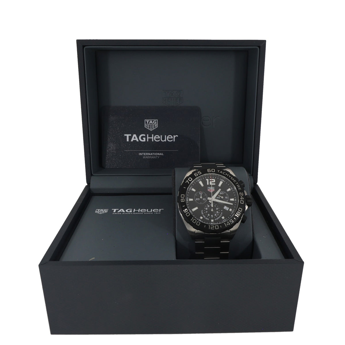 Tag Heuer Formula 1 CAZ1010, black dial, subdials and bezel in a stainless steel case and bracelet, in manufacturer box.